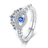 Rings for Women 925 Silver Color Popular Blue Zircon Blossom Flower Snowflake Stars Moon Rings Wedding Party Romantic Jewelry