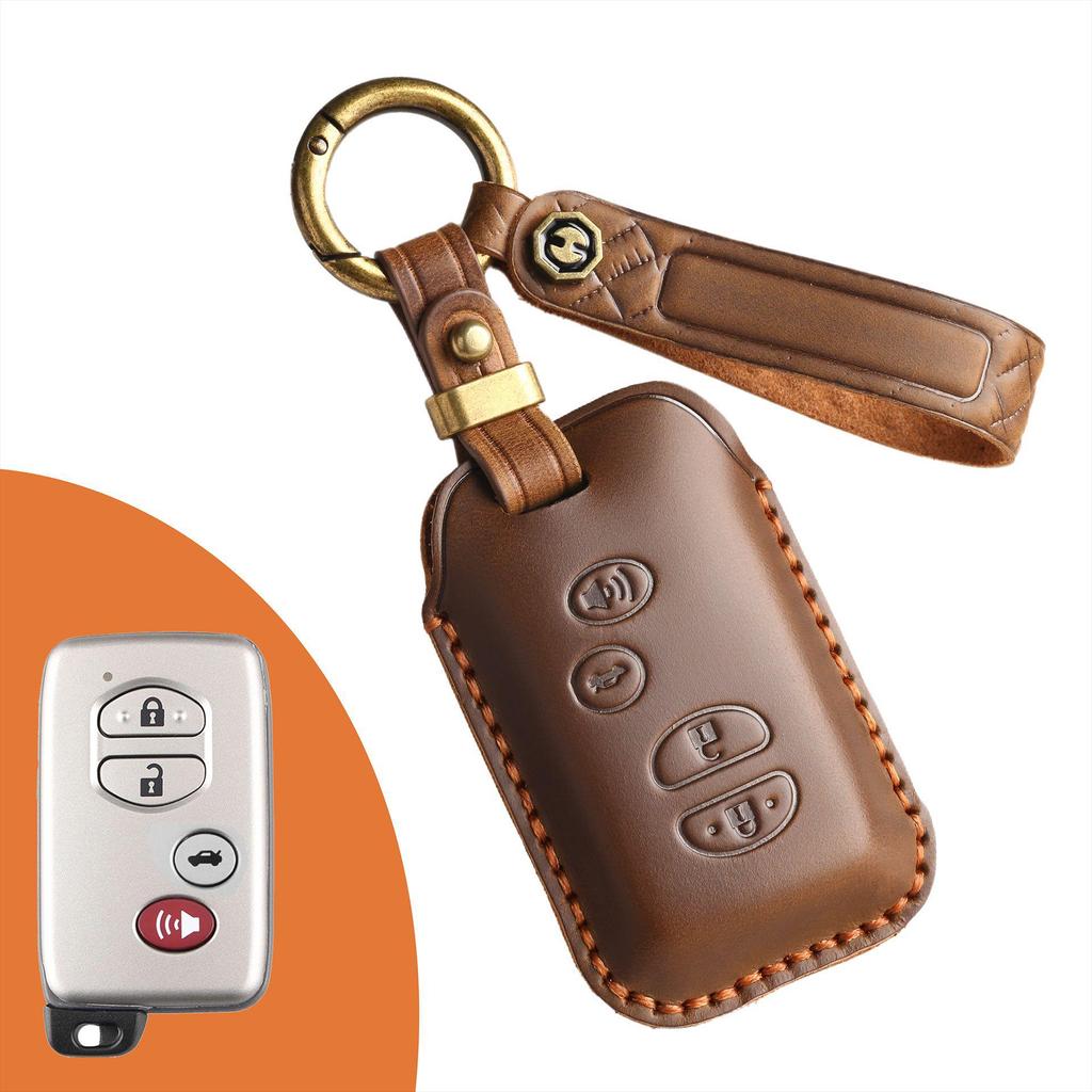 Retro Leather Key Cover for Toyota Prado and Camry