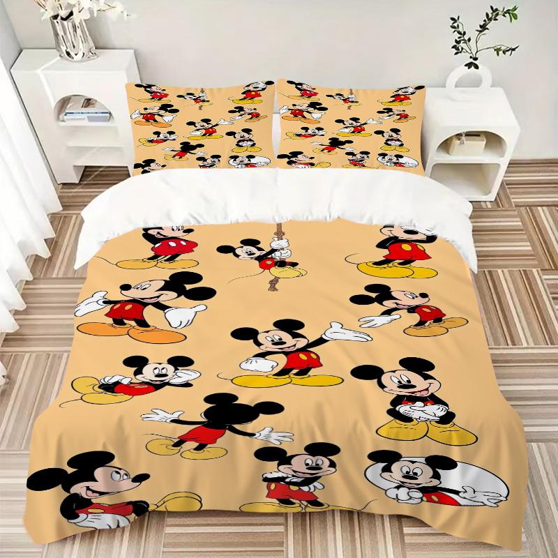 Mickey Mouse Adventures Print 3Pcs Bedding Setduvet Cover With 2 Bedropillowcase Home Birthday Gift