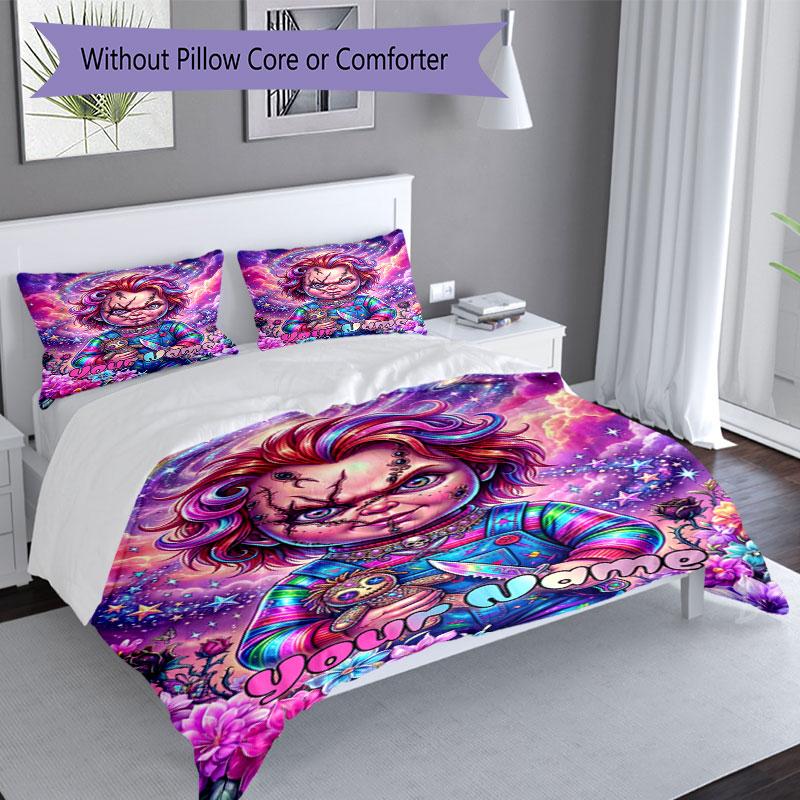 3PC Custom Name Cosmic Child's Play Bedding Set Printed Bedding Set Duvet Cover Closure Includes 1 Duvet Cover & 304 Pillowcases for Bedroom