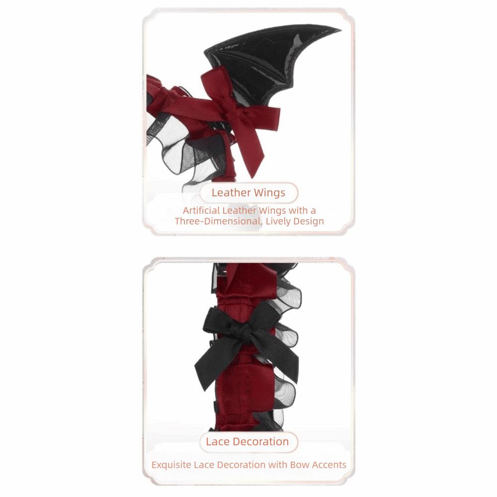 Dark Aesthetic Lace Headband Bowknot Design Gothic Headwear Bat Ears Headband For Halloween Party