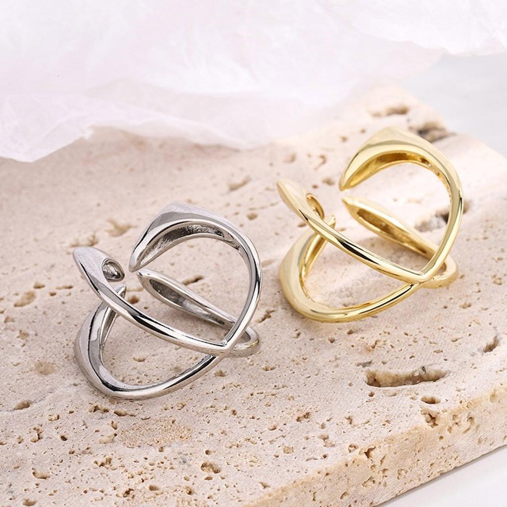 Пересекающиеся линии Геометрическое кольцо Регулируемое для модных женщин и законодателей тренда Личность Темперамент Аксессуар