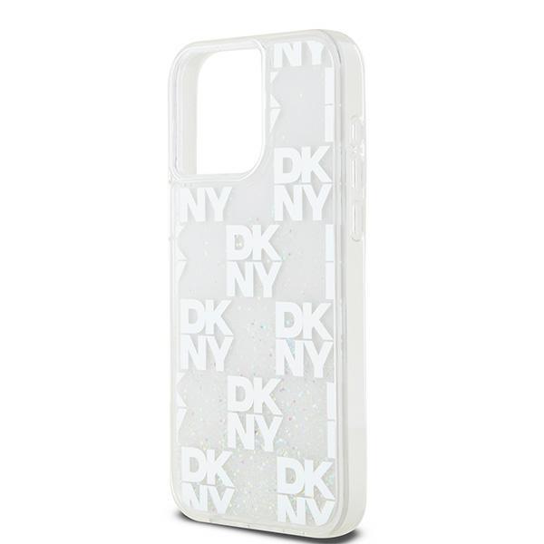 Etui do iPhone 15 Pro Max DKNY Liquid Glitter Multilogo Białe