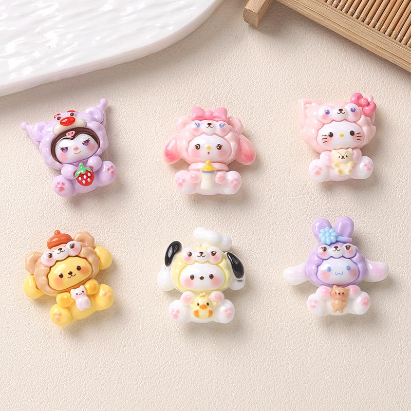 10PCS Cartoon DIY Resin Accessories Animal Hats Creamy Glue Handmade Hair Clips Phone Cases Shoe Buckles Accessories
