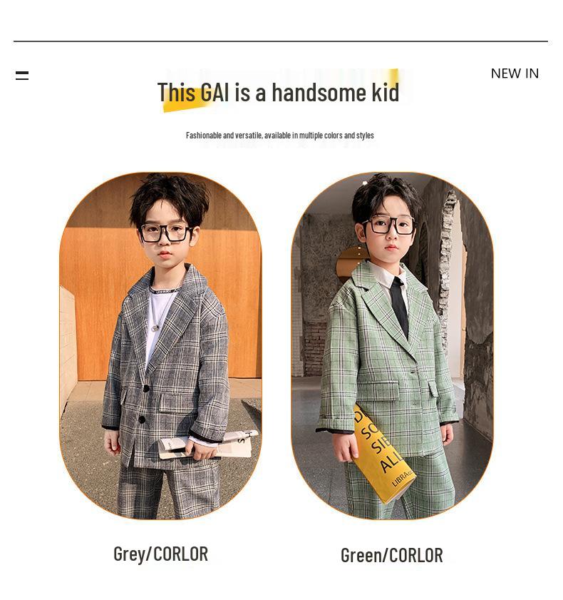 Клетчатый костюм-блейзер для мальчиков - Повседневный наряд в корейском стиле на весну/осень