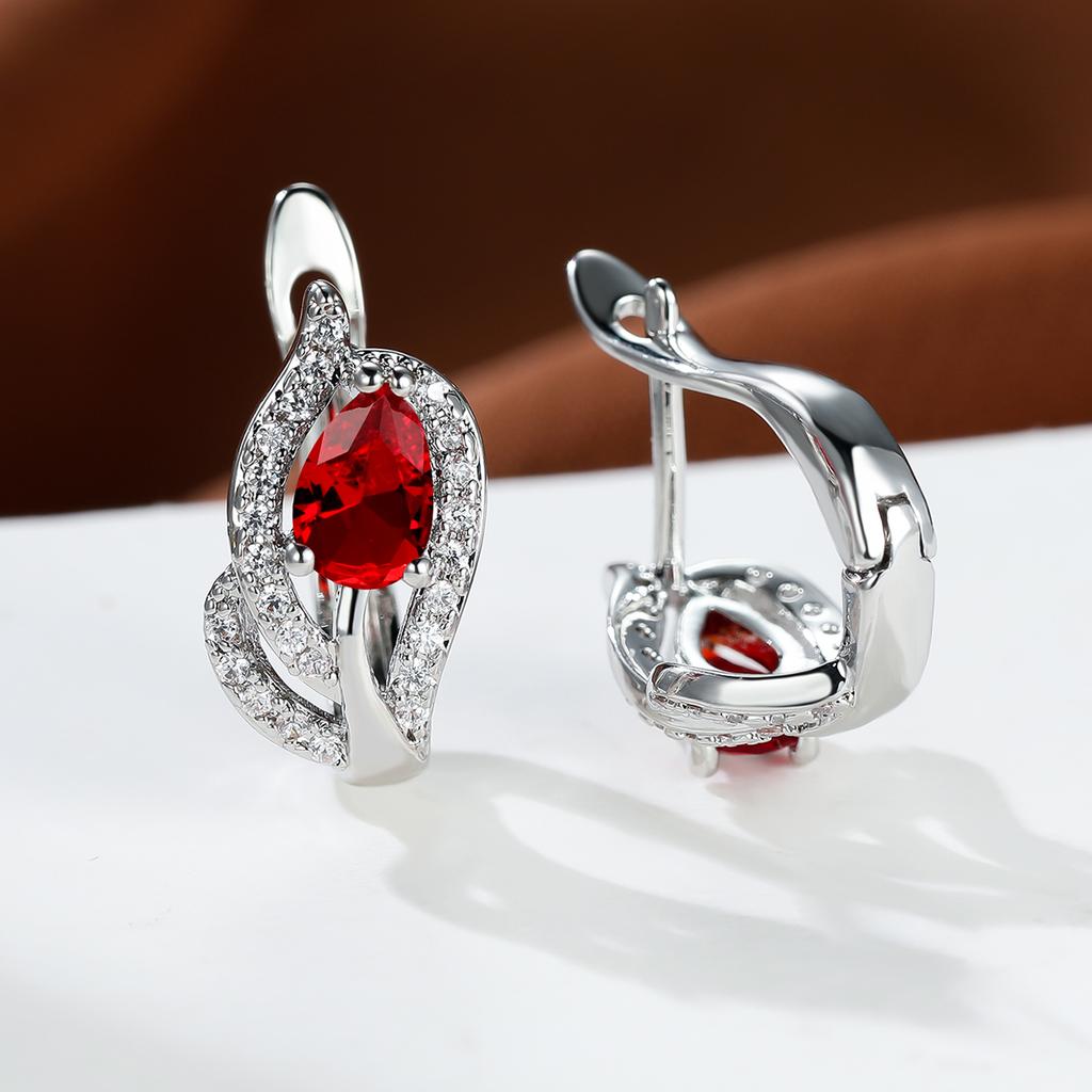 Изысканные женские украшения с каплями воды, красивые красные, синие, фиолетовые каменные серьги, серьги-кольца, романтический подарок на день святого валентина