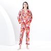 Пижамный комплект с винтажным принтом для женщин, рубашка с воротником-блейзером и брюки длиной до щиколотки, одежда для сна и отдыха