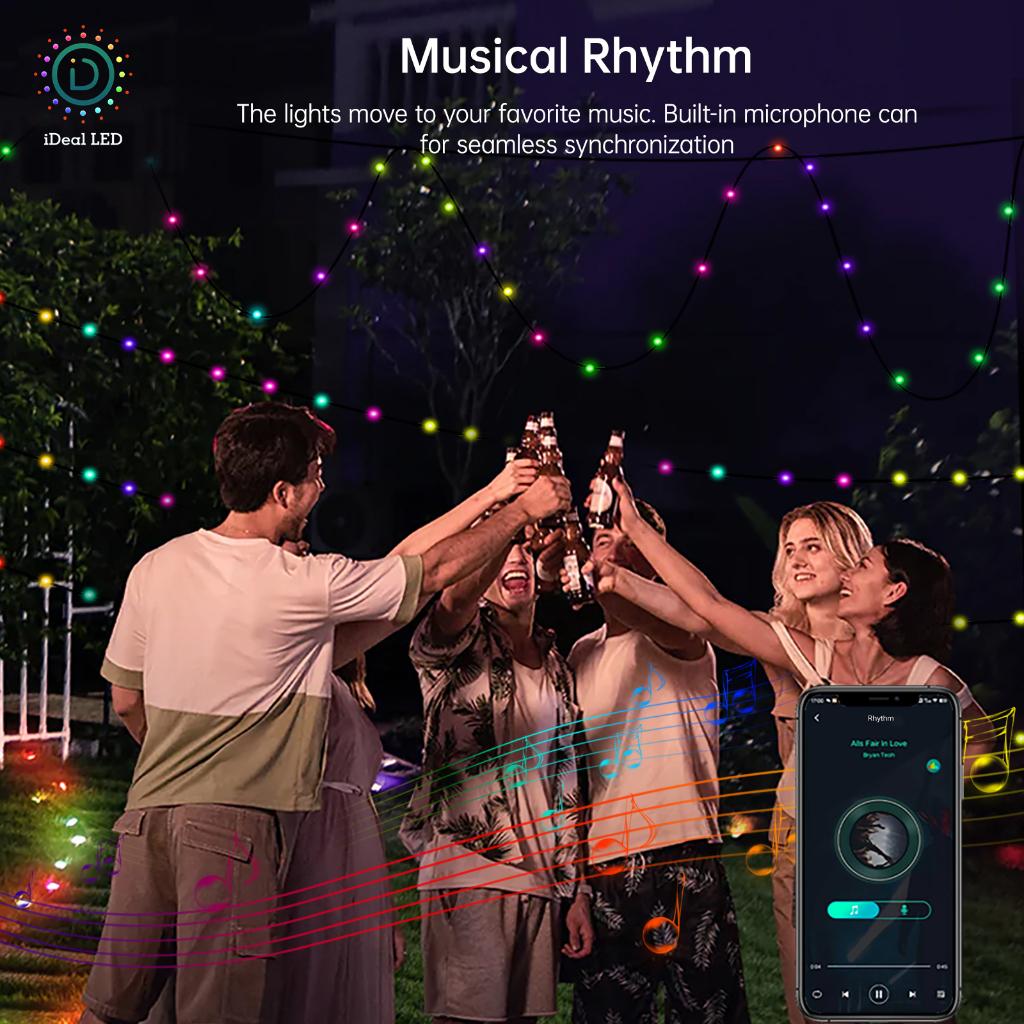 Waterproof Smart 5V RGBIC WS2812b Led Strings Fairy Light 10M 100Leds Dreamcolor Chasing Home Outdoor Decoration Music Sync