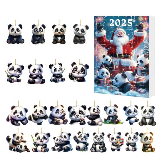 2025 Рождественский Панда Адвент-календарь Мультяшный 2D Акриловый Подвеска Панда Календарь Обратного Отсчета Многофункциональные Домашние Украшения