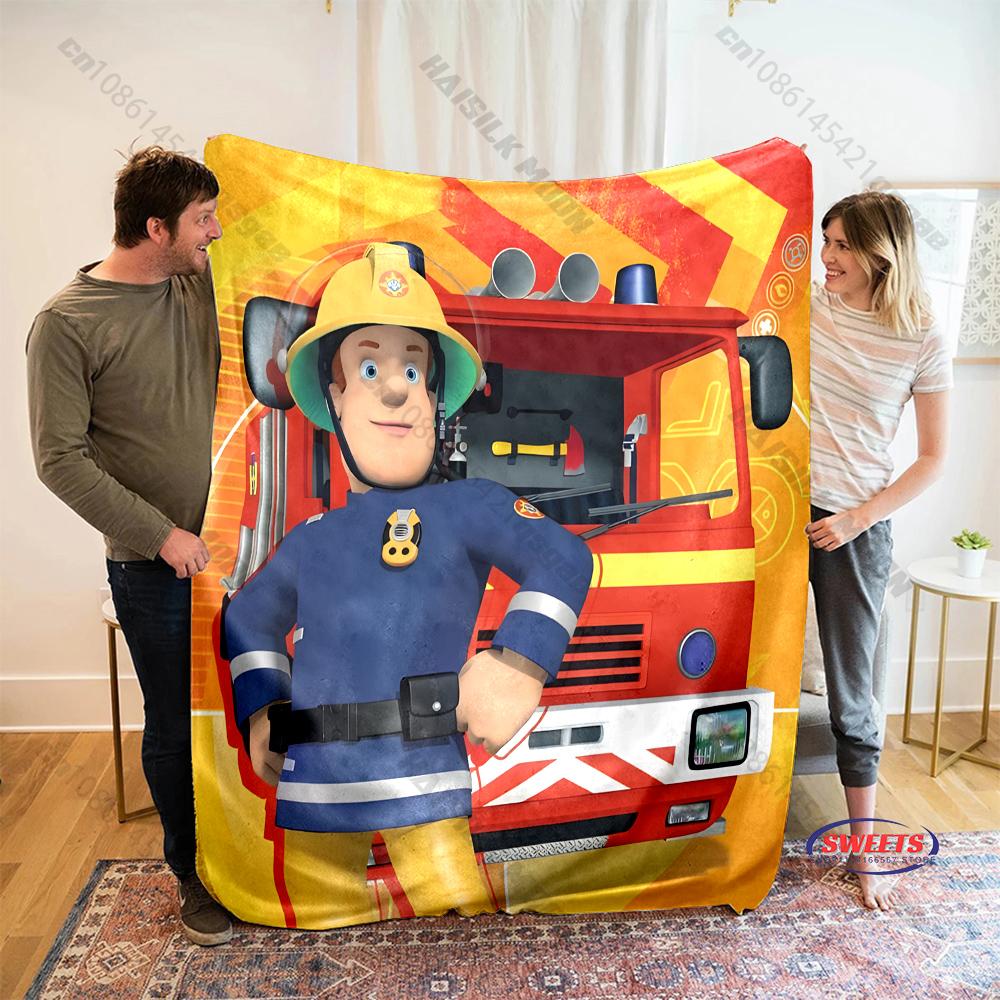 Cartoon Animation Theme Blanket Fireman S-Sam Print Blanket Home Travel Blanket Sofa Bedding Cover Blankets Gift for Boys Girls