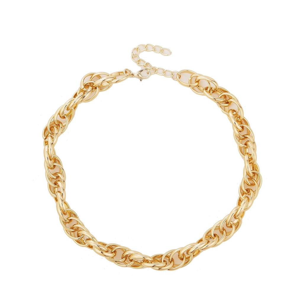 Ожерелье для женщин Модное простое золото и серебро двухцветное алюминиевое цепное замковое ретро-трендовое преувеличенное ожерелье Ins Ювелирные изделия Элегантное ожерелье