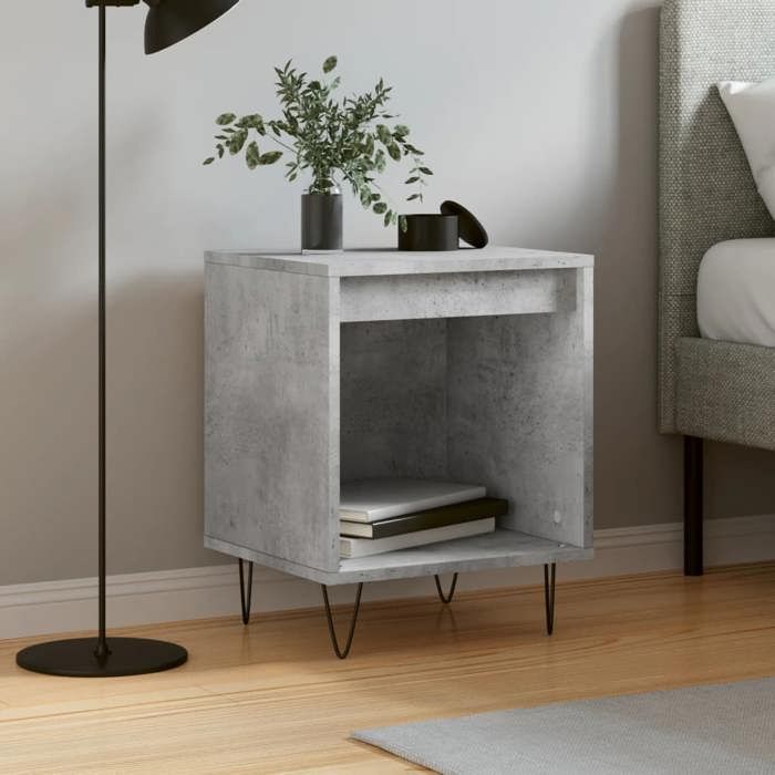 Table de chevet - Maison Exclusive - Gris béton - Bois d'ingénierie - 1 compartiment