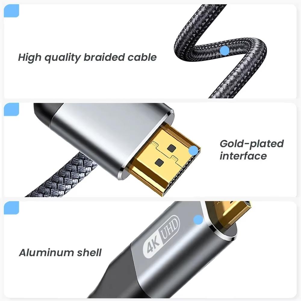 Кабель SUNROZ SUNROZ шнур 3м Mini HDMI - HDMI 4К 60Hz Aluminum Shell Gold-plated Neylon cord (A48744)