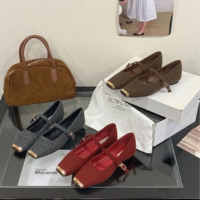 Туфли Мэри Джейн на тонком каблуке, темпераментные, 2025 зима, бархатные, с французским вечерним настроением, остроносые, ретро, шерстяные туфли, женская зимняя обувь