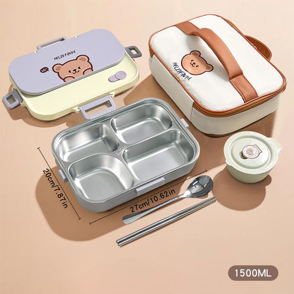 4/5 Grids 304 Stainless Steel Bento Lunch Box With Tableware Microwave Safe Children Portable Sealed Fruit Salad Food Container