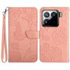 For Xiaomi 15 Pro Case Leather Phone Cover with Strap,Butterfly Flower Imprint