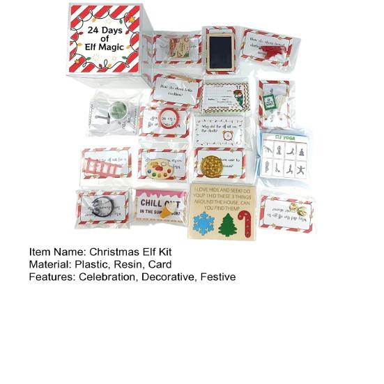 Набор рождественского эльфа 24 дня рождественских аксессуаров для эльфа Веселые занятия для эльфа Фокусный реквизит Рождественский отсчет Подарок для вечеринки