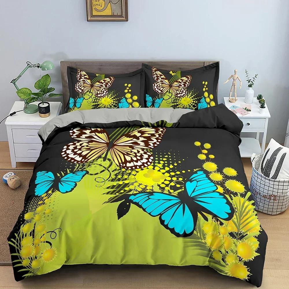 New 3D Print Butterfly Comfortable Duvet Quilt Cover Pillowcase Bedding Set Children Bedroom Decoration Home Textile