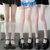 White Silk Over-the-Knee Lolita Stockings - Anti-Snag Thin Summer Socks