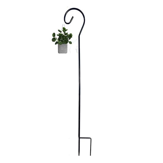 Outdoor Shepherd Hook Heavy Duty Metal Garden Hook with 2-Prong Base Detachable Shepherds Hook for Solar Lights Plant Baskets Lanterns Bird Feeders