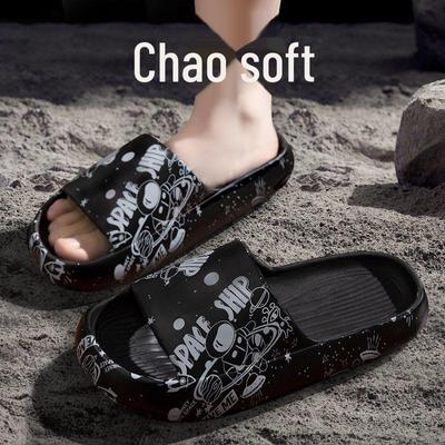 Модные нескользящие мужские и женские домашние и уличные тапочки и шлепанцы на толстой подошве в корейском стиле для ванной и купания