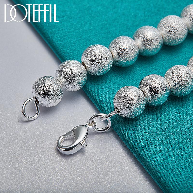 Модный браслет из матового бисера 8 мм, подарок на вечеринку, стерлинговое серебро 925 пробы, красивые ювелирные изделия