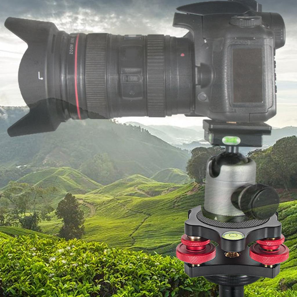Tripod Head Leveling Base Camera Leveler Aluminum Alloy 3/8 Inch Thread Precise 3 Bubble Level Triple Wheel Leveler for Macro Pa