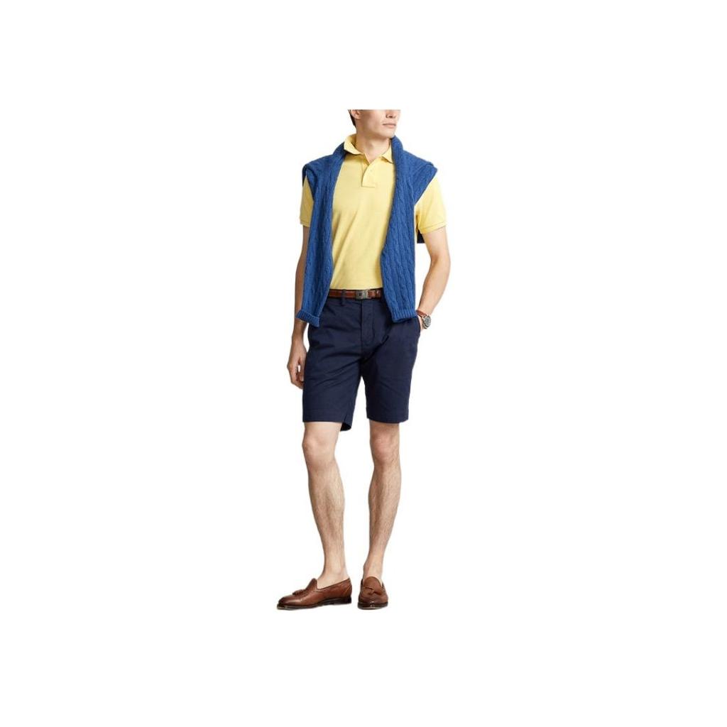 Polo Ralph Lauren SS22 Однотонная футболка-поло с вышитым логотипом, приталенная, с коротким рукавом, мужские топы, желтый MNPOKNI1N821555-700