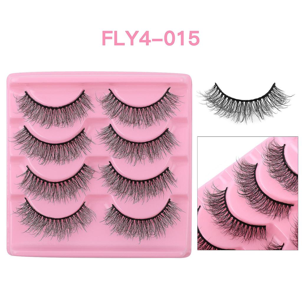 4 пары накладных ресниц, густые ресницы, преувеличенные растрепанные ресницы, имитация растрепанных ресниц