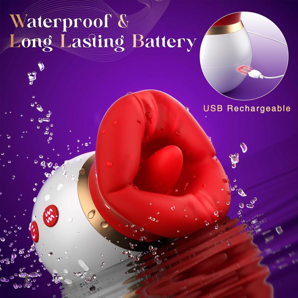 Вибратор Секс-игрушки для взрослых для женщин - 3IN1 Сосущий вибратор в форме рта, 10 облизываний языка, 3 соски, анальная присоска для клитора, стимулятор клитора