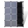 VidaXL Armoire Modulable 9 Compartiments Noir et Blanc Meuble de Rangement 240497