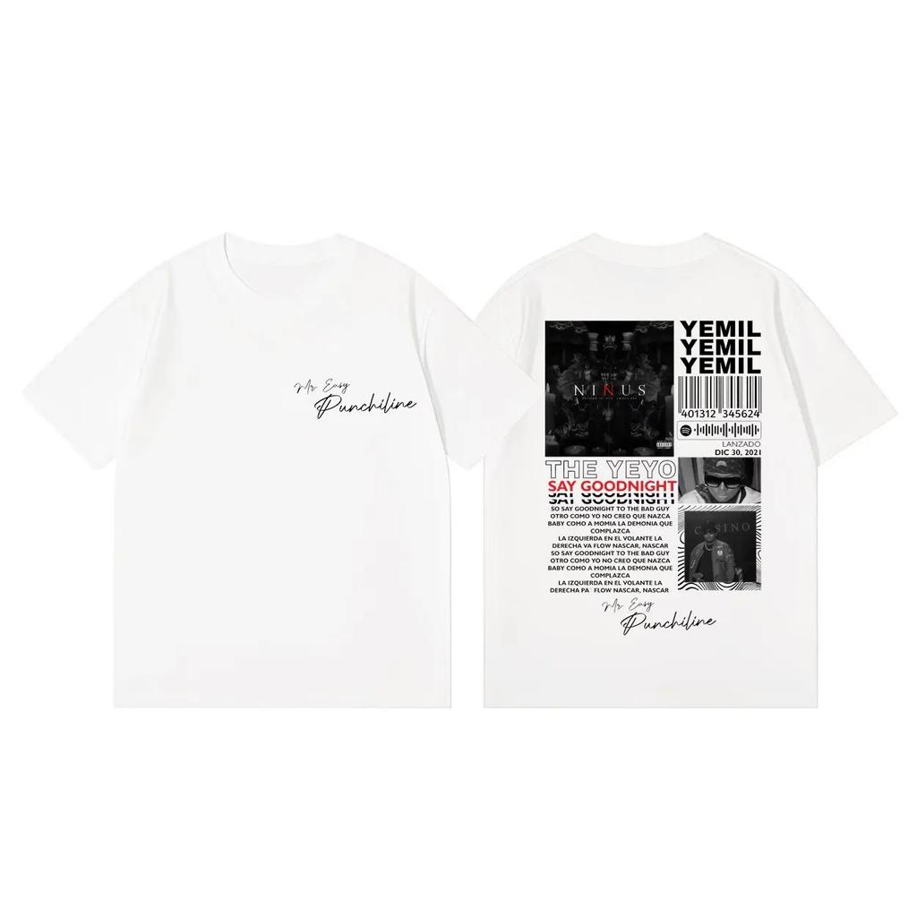 High Quality Cotton Oversized T Shirt Rapper Yemil Album Merch T-shirts Unisex Women Fashion Hip Hop Vintage Short Sleeve T-shirt