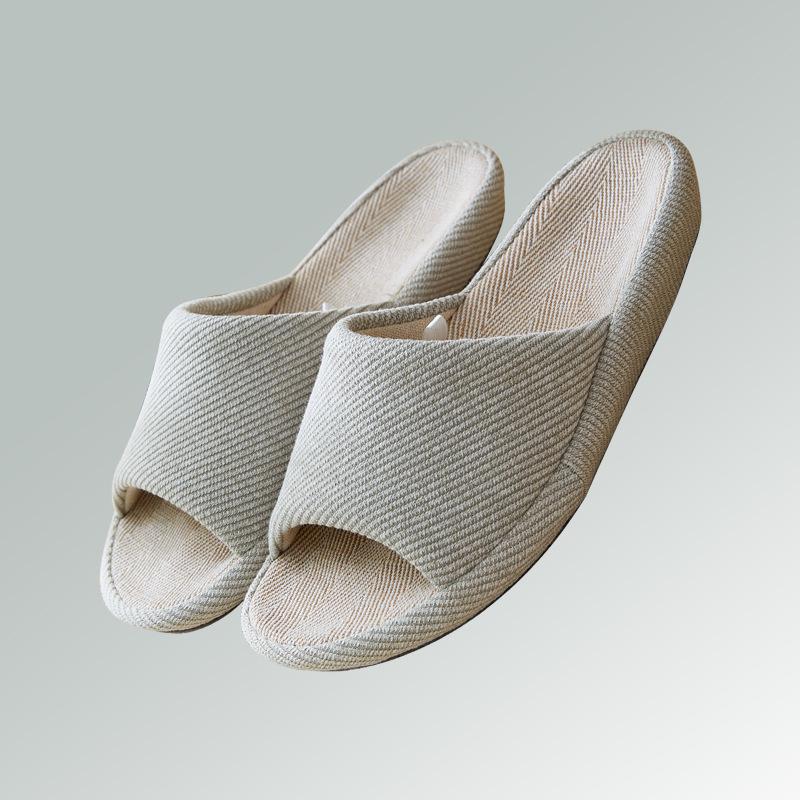 Strictly Selected, Japanese-style Vertical Stripes, Spring and Summer Thick-soled Linen Home Four-season Couple Home Basin Bottom Slippers