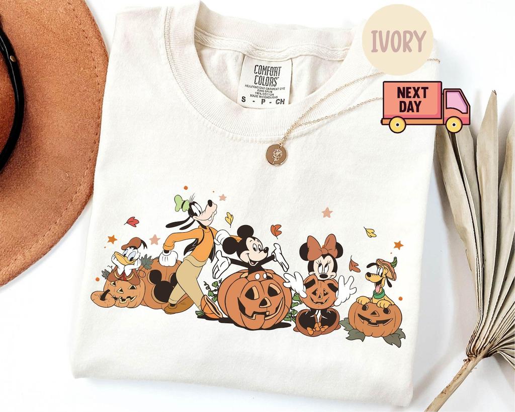 Comfort Colors® Mickey and friends Autumn Shirt, Disneyland Fall Vibes Tee, Disney Family Halloween Trip, Magic Kingdom Shirt,Disney Pumpkin