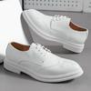 Fashion Classic Brand Men's White Business Dress Shoes Brogue Shoes Autumn Low Top Shoes Men's Genuine Leather Shoes Pointed