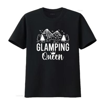 Футболка 'Glamping Queen Fun' для любителей кемпинга, туристов и активного отдыха на природе, друга или члена семьи, винтажная, с эффектом выцветания