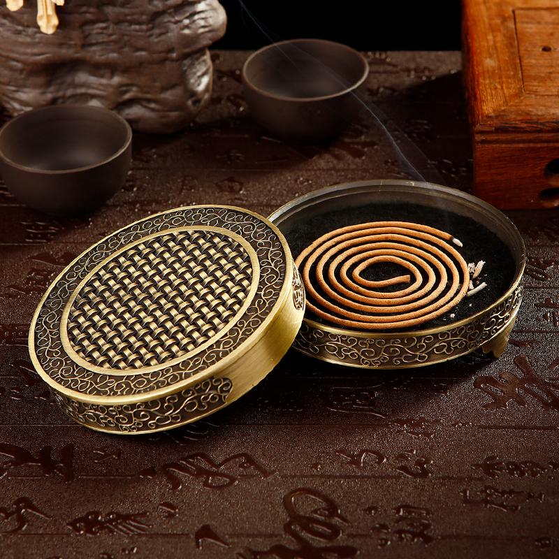 Retro Zinc Alloy Incense Holder Buddhism Incense Burner for Coil Incense Inscent Cone Burner Home Decor Yoga Meditation