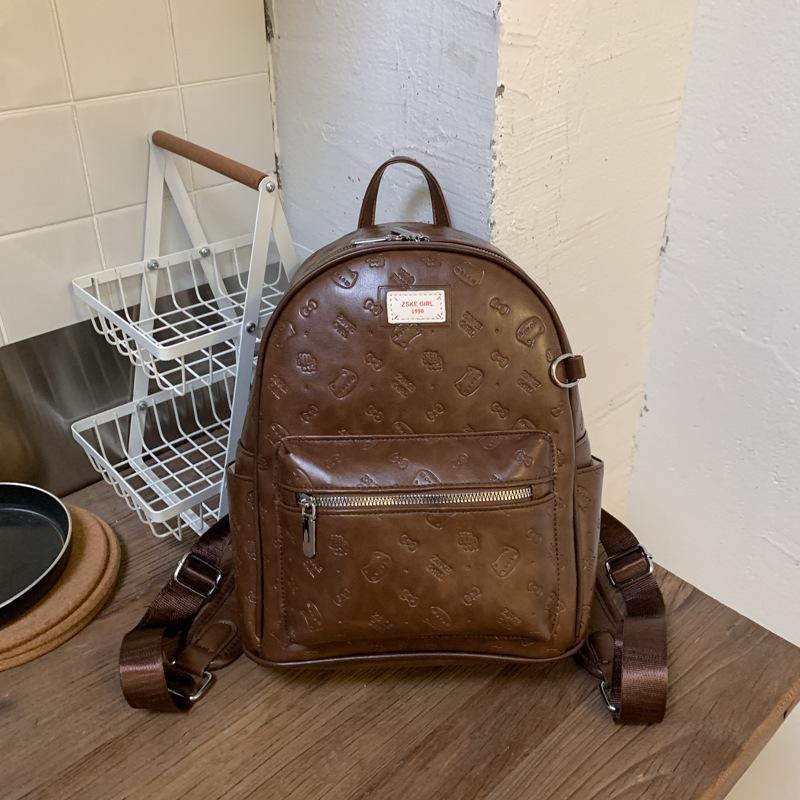 Простой ретро рюкзак с тиснением 2025 новая осенне-зимняя модная универсальная женская студенческая сумка для учебы и работы, маленькая сумка
