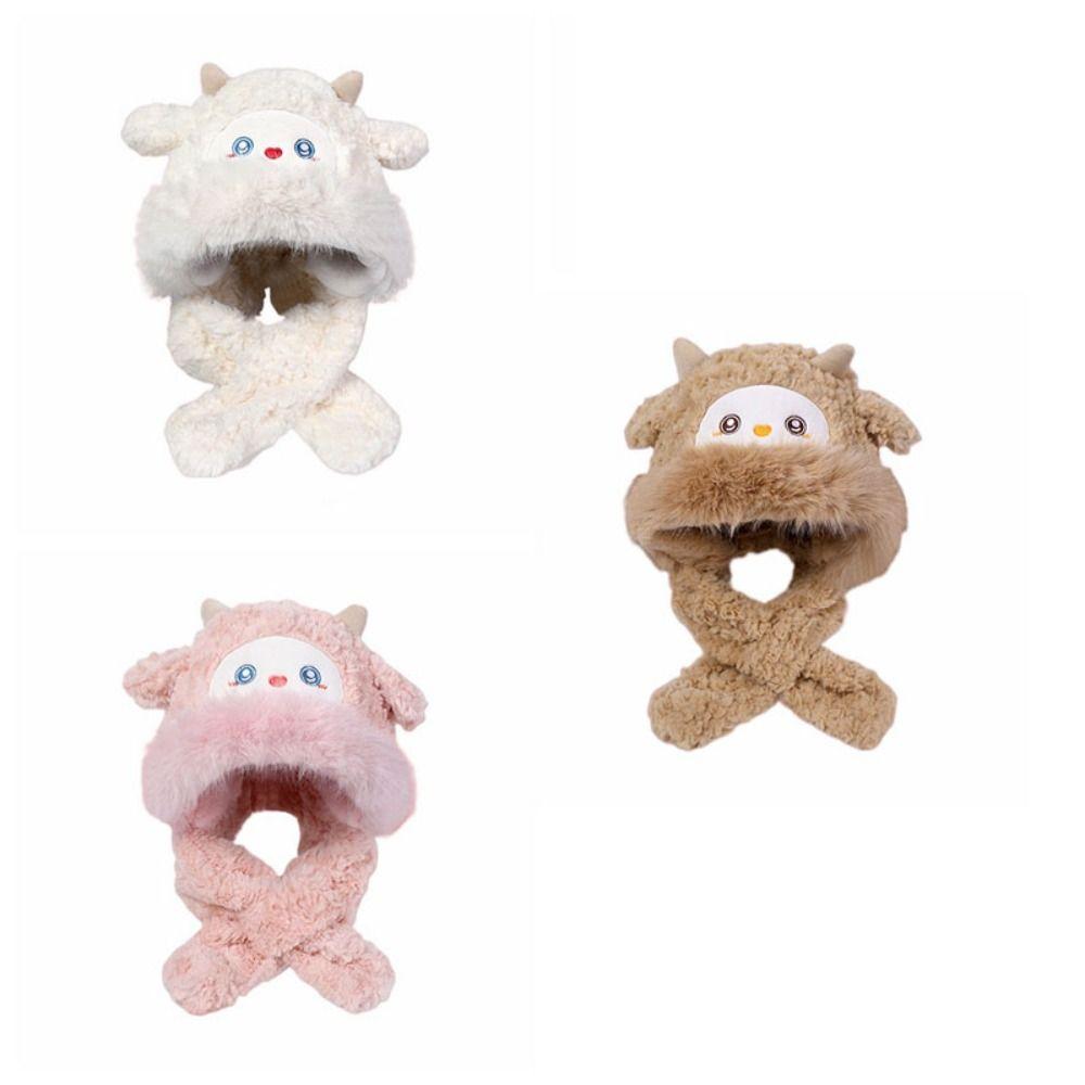 Thickened Ear Protection Hat Warm Lei Feng Cap Kawaii Little Sheep Plush Hat Streetwear