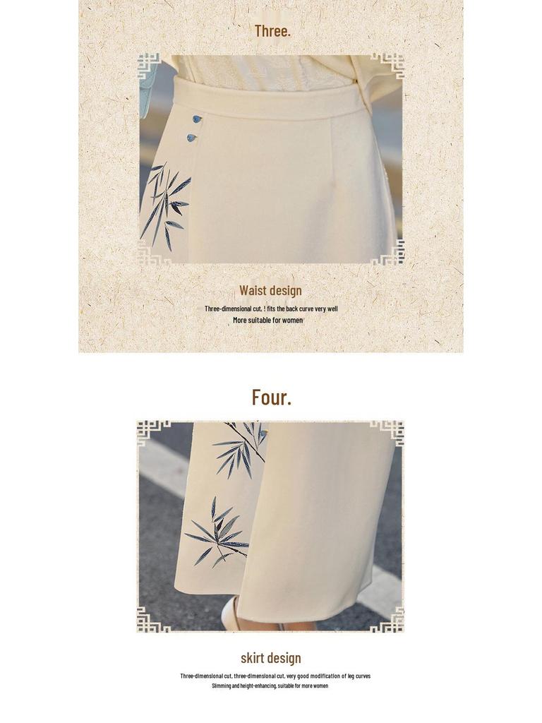 Весна 2025 Новый китайский стиль Жилет со стойкой и юбка-полусолнце Комплект из двух предметов Платье (ZM25201)