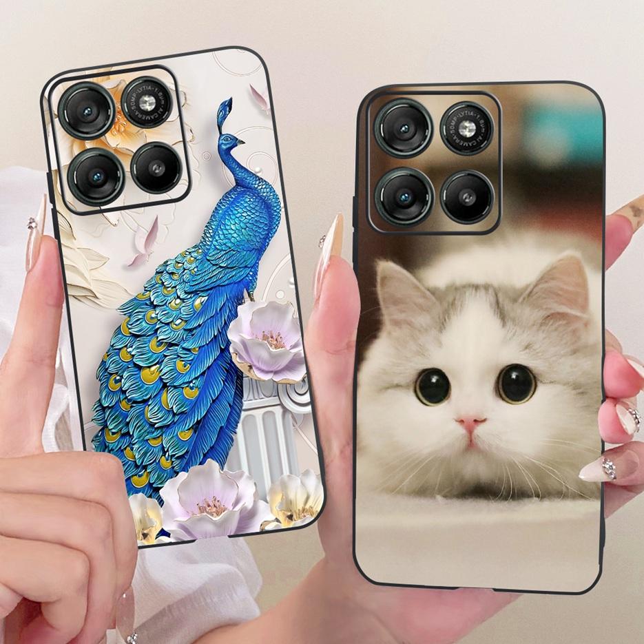 For Motorola Moto G67 Case XT2621-4 Cute Cat Peacock Painted Cover Soft TPU Phone Case For Motorola Moto G77 G 67 MotoG77 Fundas