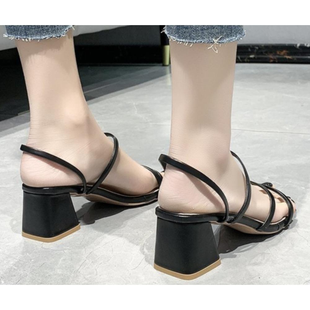 Мода 2025 Лето Женские Сандалии Повседневные Женские Шлепанцы Модная Сексуальная Женская Обувь Квадратный Каблук Открытый Носок Сандалии с Ремешком на Щиколотке Sandalias