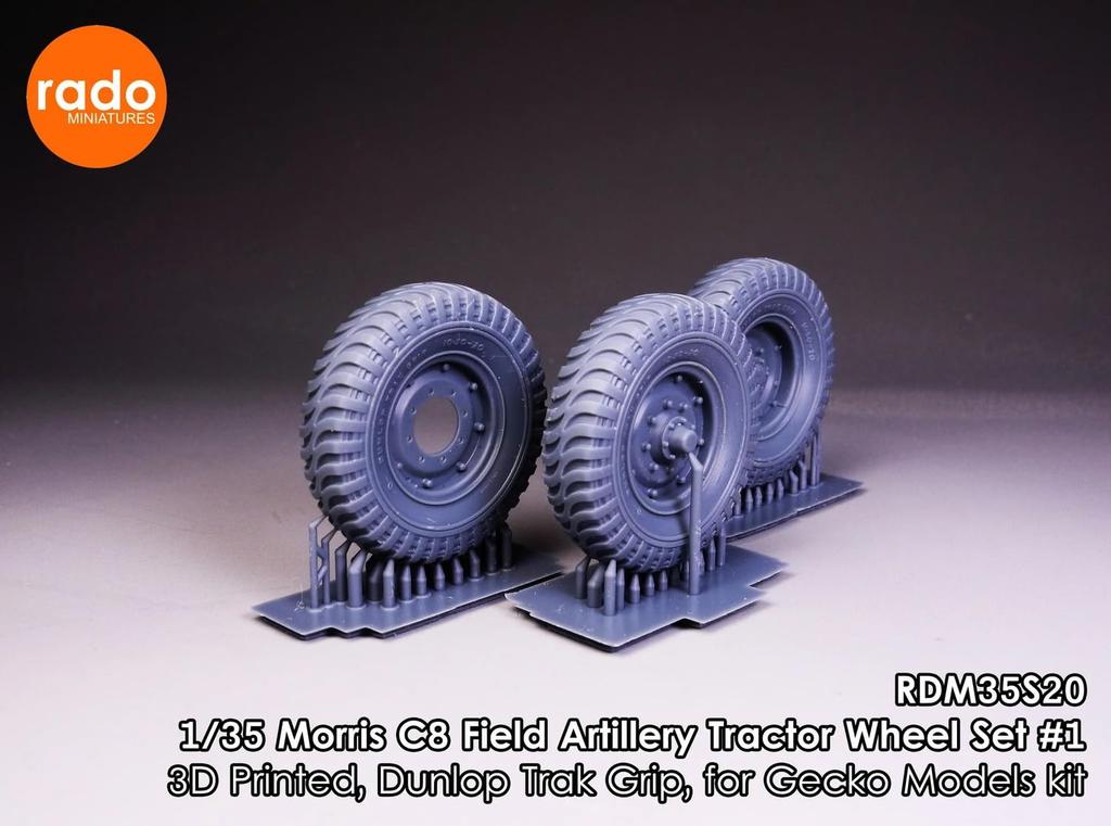 Rad Miniature British Morris C8 Field Artillery Tractor Weight Deformation Tire Set Dunlop Tire 3D Printed 5 Pieces Gecko Plastic Model Parts RDM35S20
