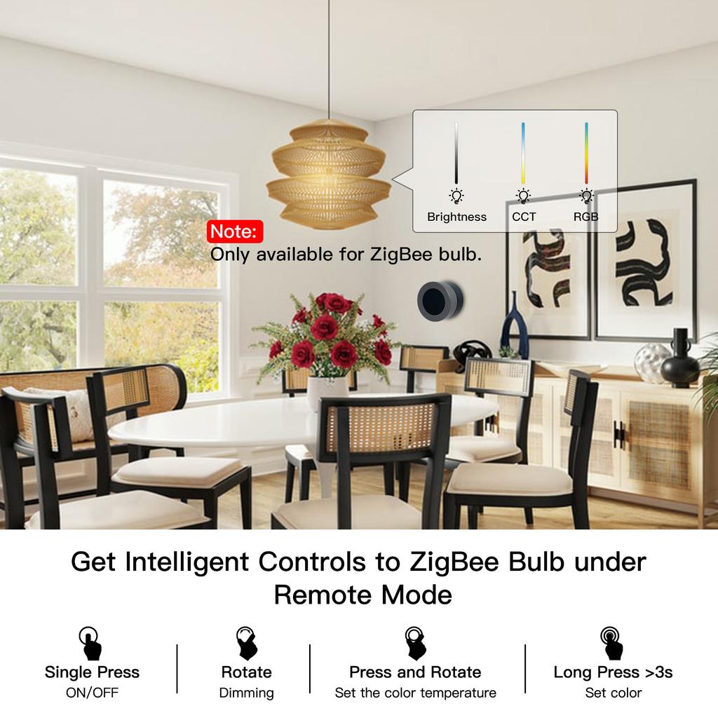 TY Zigbee Smart Knob Switch Автоматизация Беспроводной переключатель сцены Кнопка затемнения Питание от батареи
