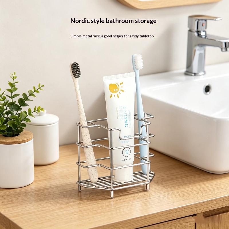 Home Bathroom Toothbrush Holder Rack 201 Stainless Steel Efficient Use