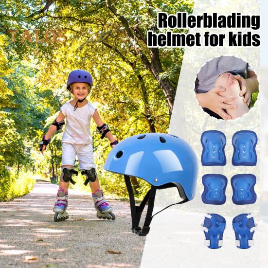 7 шт./компл. детский комплект защитного снаряжения для катания на роликовых коньках, скейтборде, велосипеде, самокате, регулируемый шлем, наколенник, налокотник, защита запястья