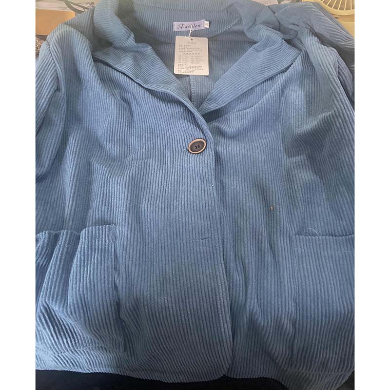 Women Corduroy Jacket Vintage Casual Coat Long Sleeve Loose Single Breasted Blazers Autumn Slim Outwears Female