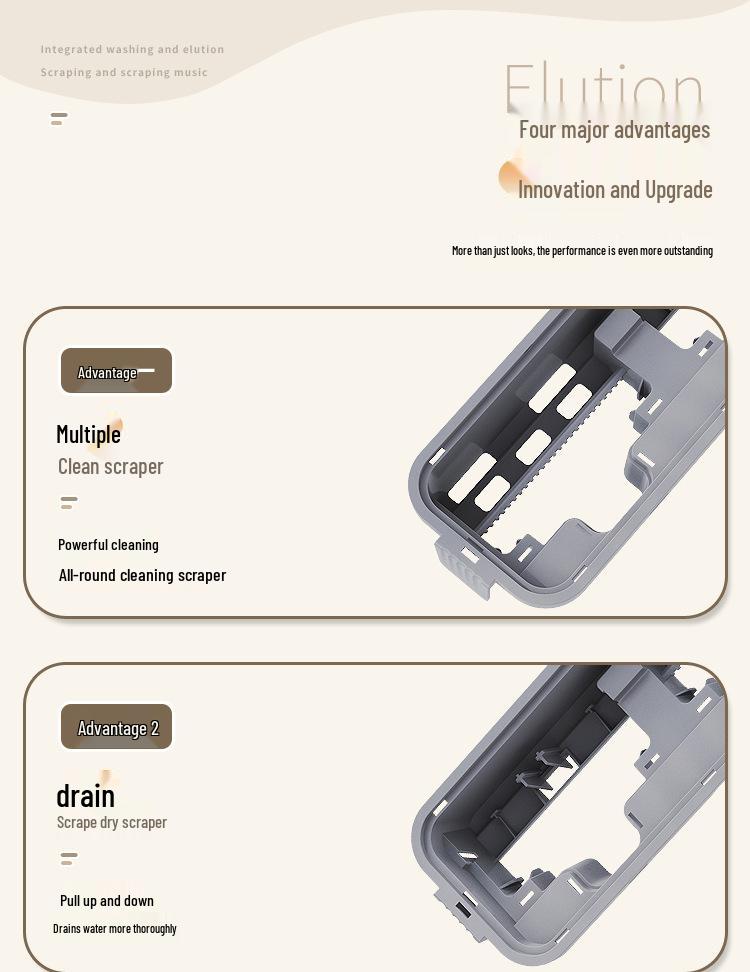Компактный набор швабры и ведра: Швабра с плоской насадкой для мытья и сушки без рук со скребком для узких щелей
