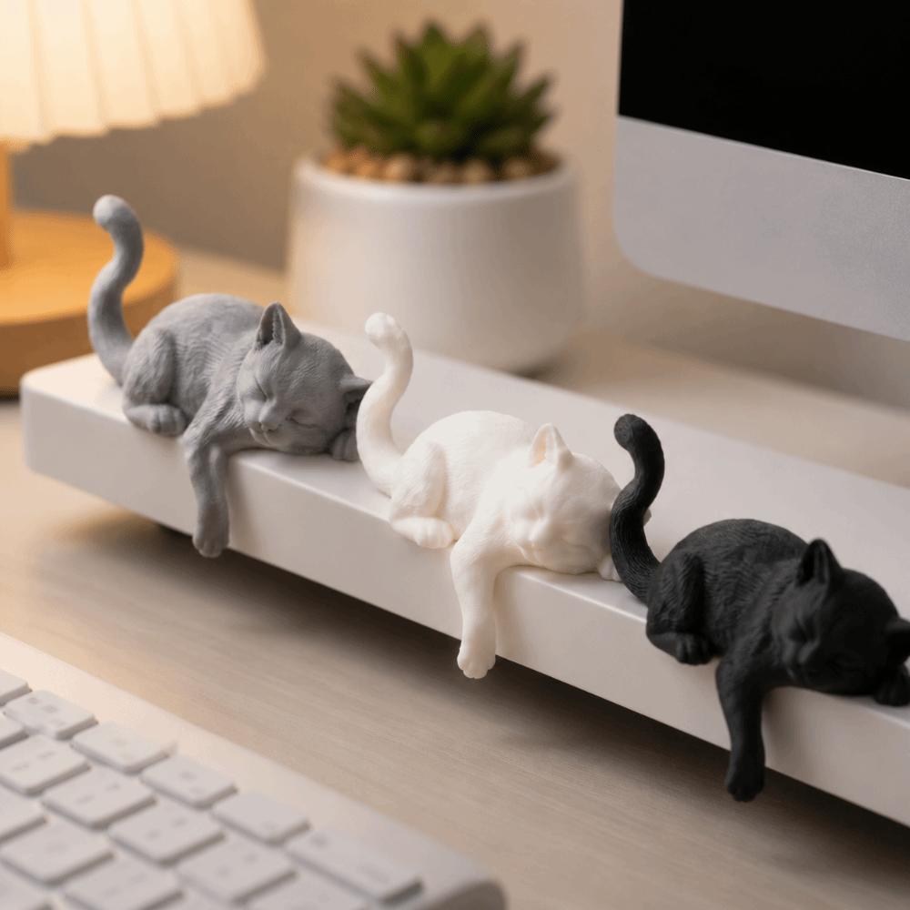 3D Printed Desk Cat Decorations Cute Decorative Cat Statues Sleeping Cat Ornament Home Decoration