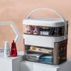 Cosmetics Storage Box with LED Light Dustproof Skincare Products Dresser Table Top with Mirror Lamp Jewelry Shelf